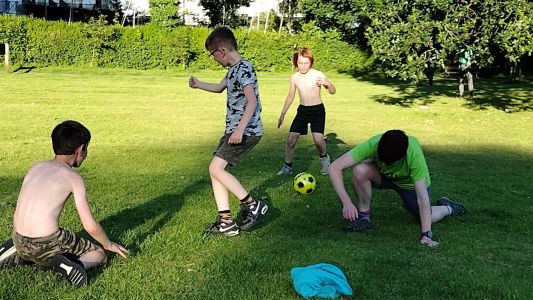 14 - After tea, football and frisbees at Borrans Park Ambleside